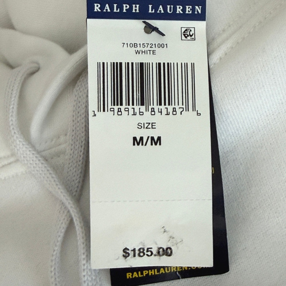 NEW Polo Ralph Lauren PREPPY POLO BEAR Hoodie Mens M White Pullover Fleece $185 - Picture 2 of 11